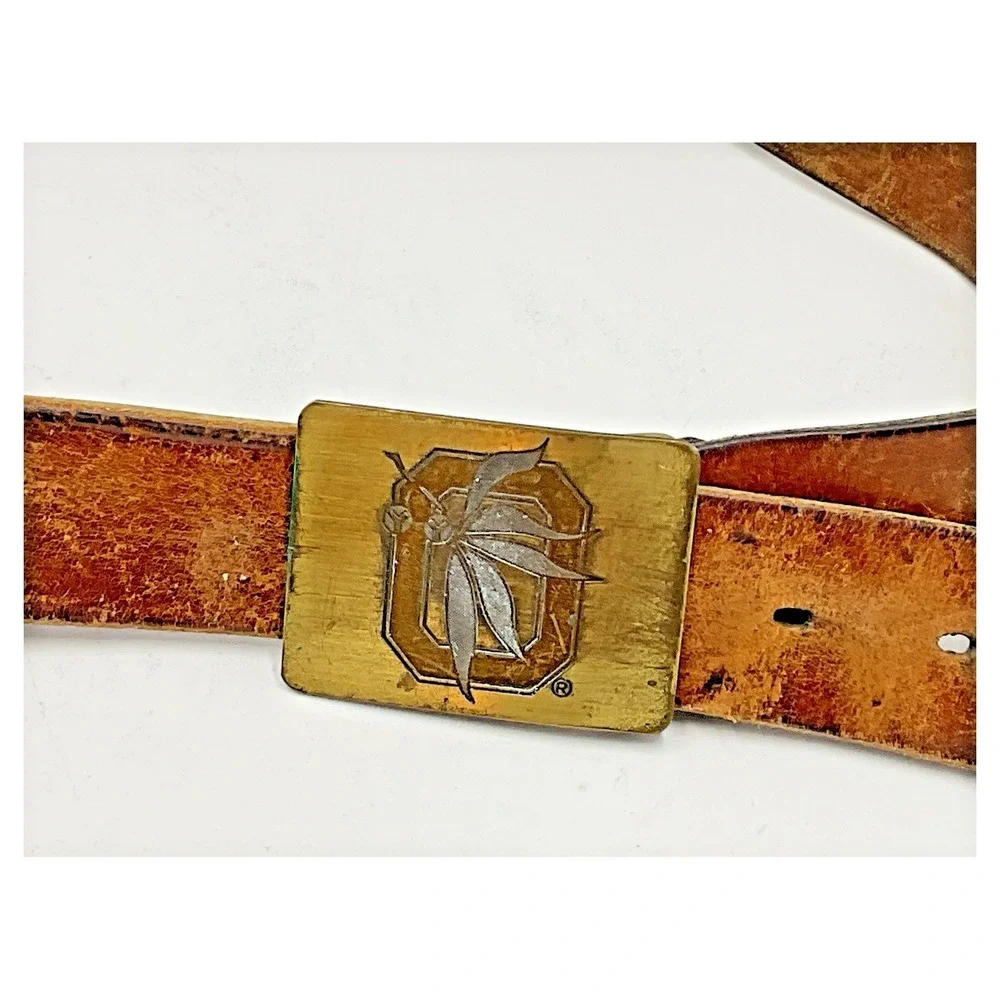 Vintage 1960s Ohio State Leather Belt with Buckle‎